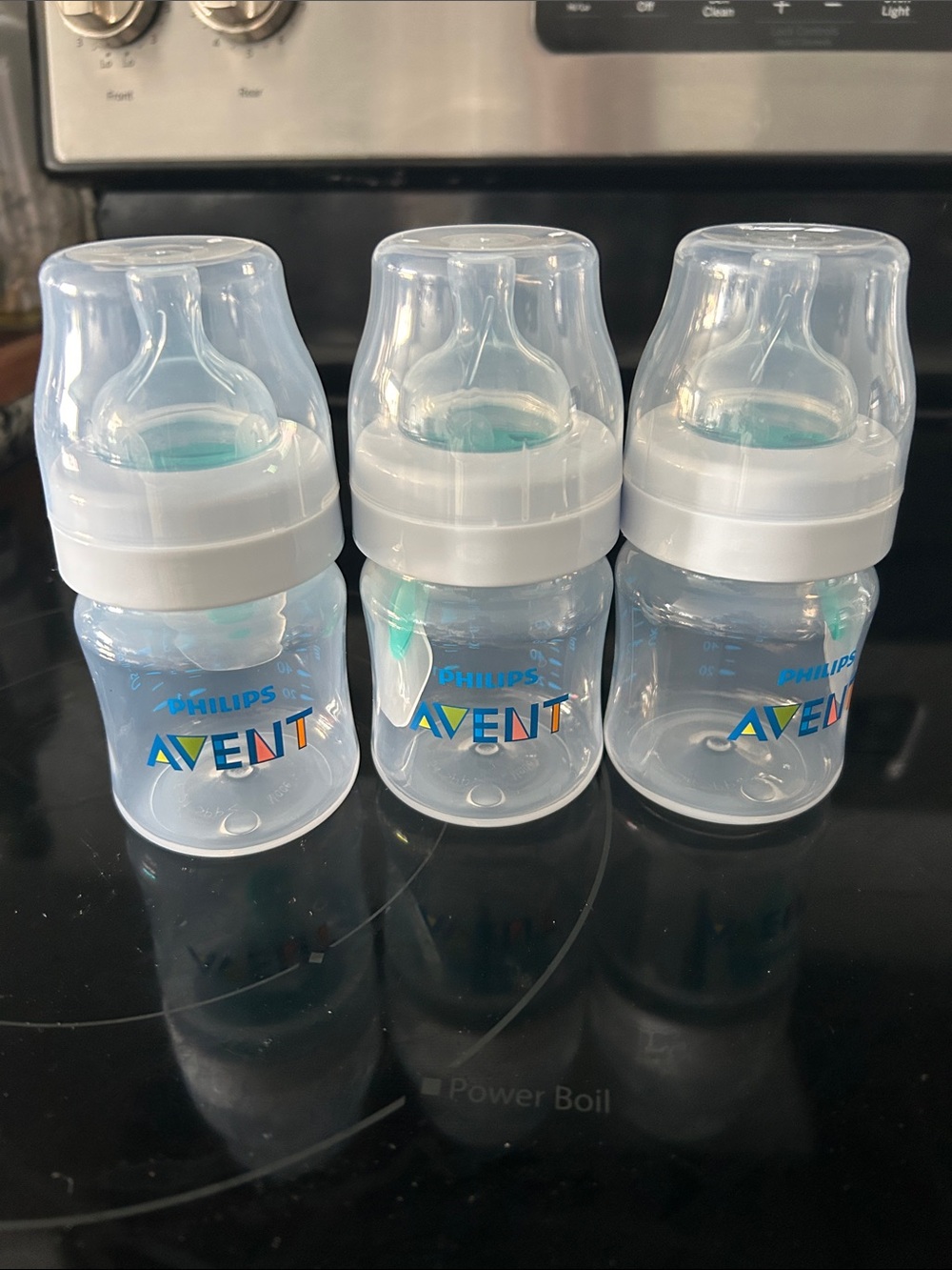 Philips AVENT Clear Baby Bottles with White Caps (Set of 3) - Brand new